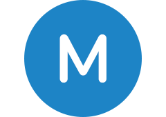 M in a blue circle