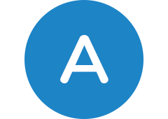 A in a blue circle