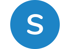S in a blue circle