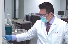 Dentist treating patient