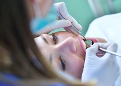 Relaxed patient receiving dental exam